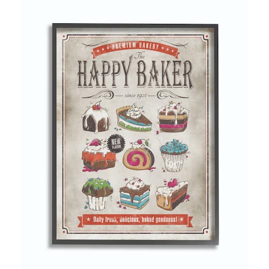Stupell Industries Happy Baker Vintage Comic Book Framed Giclee Textured Wall Art